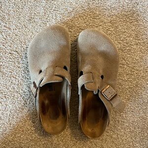 Tan Suede Boston Birkenstock Clogs